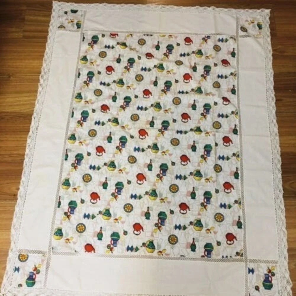 Vintage Retro Printed‎ Tablecloth Cafe Themed Rectangle 44x52